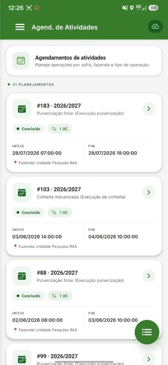 Caderno de campo no app